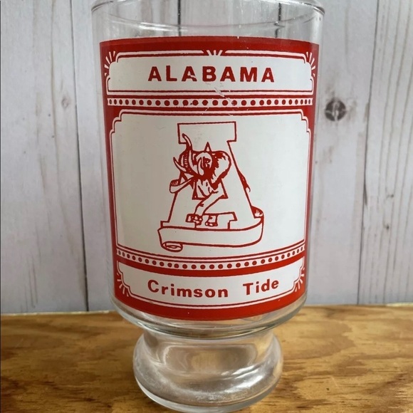 Vintage 80s University of Alabama Crimson Tide Football Championships Glass - Picture 1 of 8